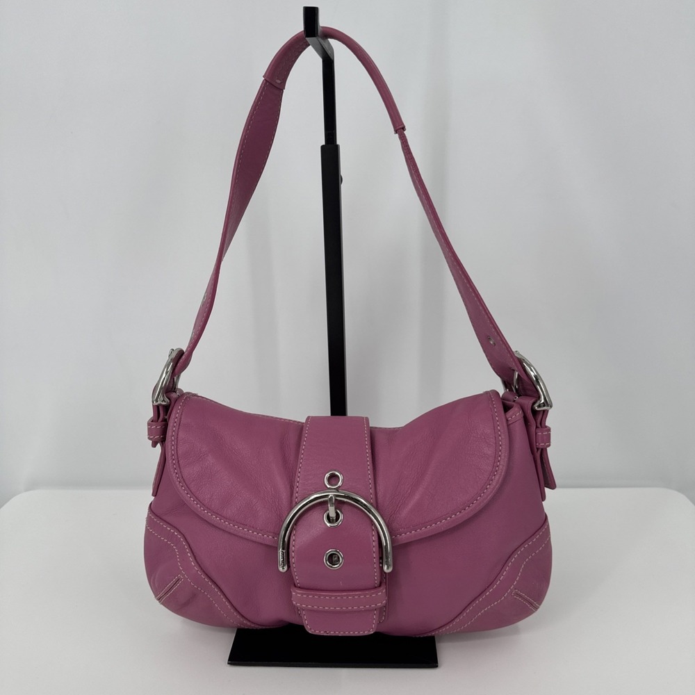 Coach Vintage SMALL 9247 Pink  Soho Y2K Leather Shoulder Bag Demi hobo baguette